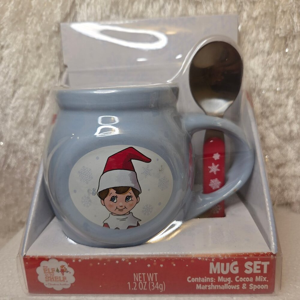 Frankford’s Elf on the Shelf Blue Christmas Mug & Spoon Holiday Gift Set - Picture 1 of 7
